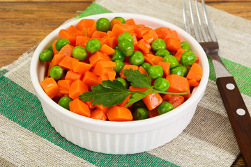 Juicy Vegetable Stew. Paprika, Peas and Carrots. Diet Food.