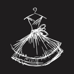 ball gown hand drawing on a hanger
