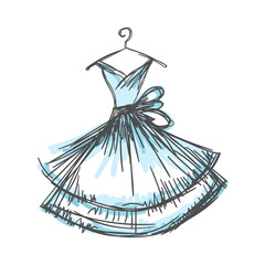 ball gown hand drawing on a hanger