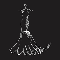 Fototapeta premium ball gown hand drawing on a hanger