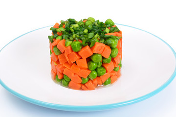 Juicy Vegetable Stew. Paprika, Peas and Carrots. Diet Food.