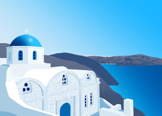 Greek Orthodox church at Santorini island - obrazy, fototapety, plakaty