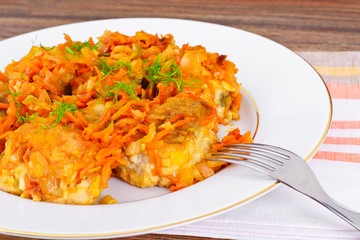 Fish in Greek with Onion and Carrot