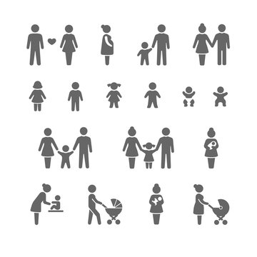 Family and friends icon set