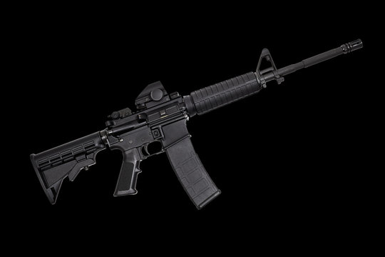 AR15 M4A1 Style Weapon USA Combat Automatic Rifle on black