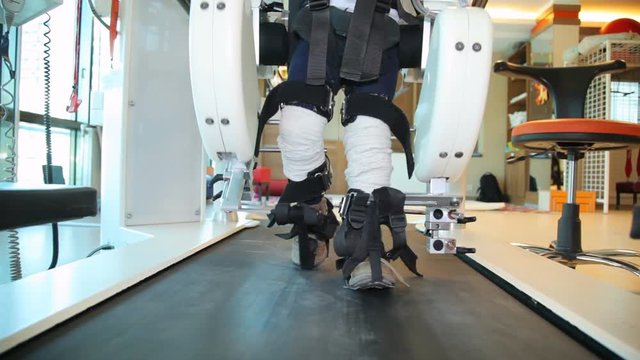 Medical walking robot. Walking robot . - Stock Video