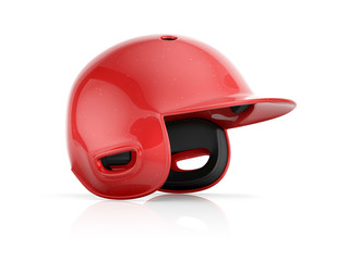 Red baseball helmet isolated on a white background