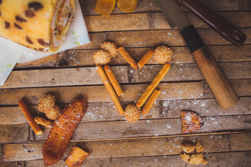 biscuits cake  on  brown board rustic heart shaped Valentine's D
