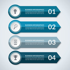Infographic arrows. Abstract vector template with 4 steps, parts, options