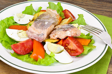 Salmon, Lettuce, Tomato and Sweet Pepper with Egg