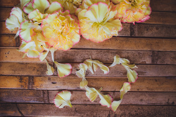 petals flowers hart frame rustic  wedding decoration