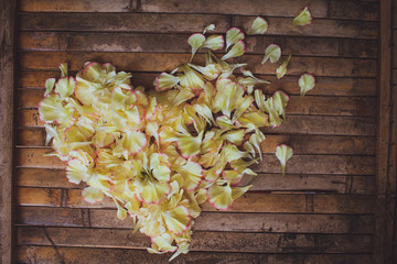 petals flowers hart frame rustic  wedding decoration