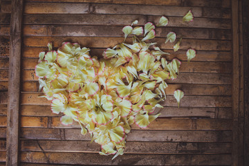 petals flowers hart frame rustic  wedding decoration