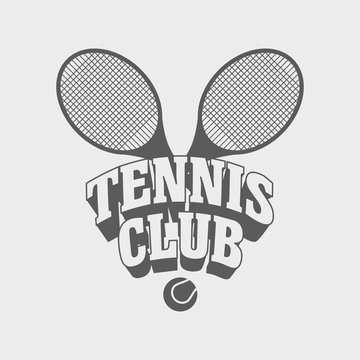 Tennis club vintage badge, symbol or logo design template.