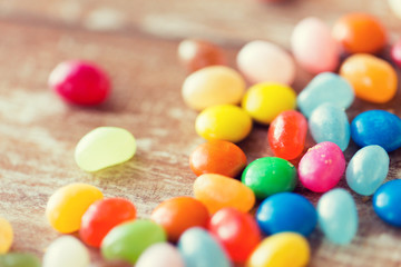 close up of multicolored jelly beans candies