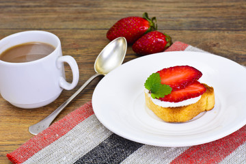 Bruschetta with Goat Cheese and Strawberry, Mint