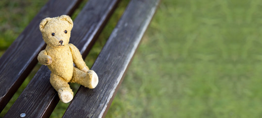 Hope concept banner - old toy Teddy bear