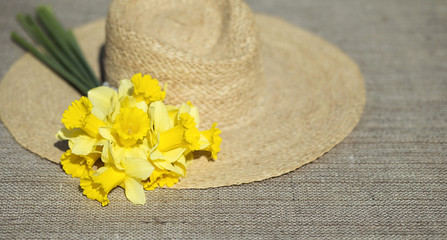 Easter flower and straw hat