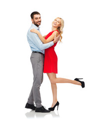 happy couple hugging