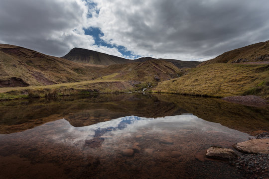 Llyn y Fan Fach Reflection
Part of the Brecon Beacons in South Wales, near the village of Llanddeusant, the Welsh name means 'Lake of the small beacon hill'

