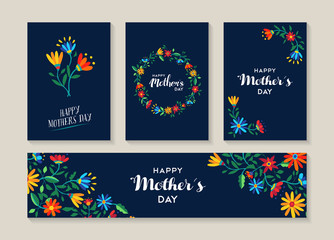Fototapeta na wymiar Happy mothers day set of flower labels and cards