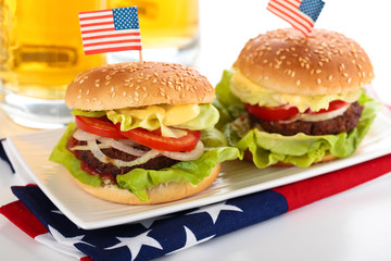 Hamburgers and beer.