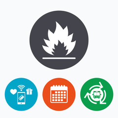 Fire flame sign icon. Heat symbol.