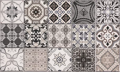 Gordijnen keramische tegels patronen uit Portugal. © subinpumsom