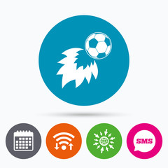 Obraz premium Football fireball sign icon. Soccer Sport symbol
