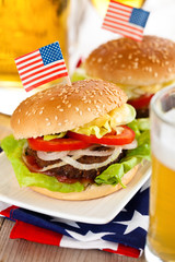 Hamburgers and beer.