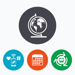 Globe sign icon. World map geography symbol.