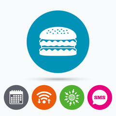 Hamburger icon. Burger food symbol.