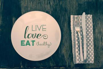 Top view healthy lifestyle vintage eating concept - 108639782
