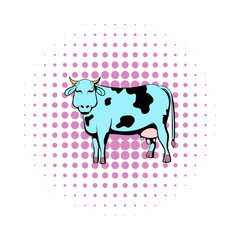 Spotted cow icon, comics style