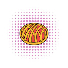 Cherry pie icon, comics style
