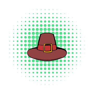 Pilgrim hat icon, comics style