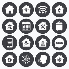 Real estate icons. Home insurance sign.