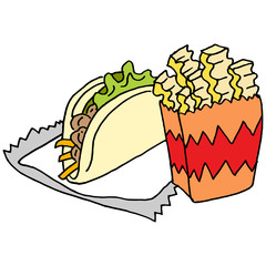 Curly fries street taco food