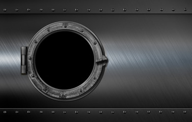 metal submarine or ship porthole window 3d illustration 