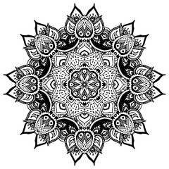 Mandala. Ethnic decorative element. Hand drawn background. Islam, Arabic, Indian, ottoman motifs.