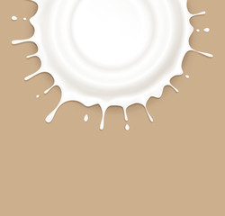 vector isolated splash of sour cream on a brown background