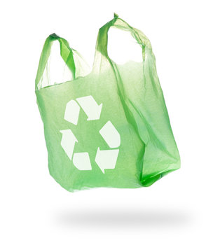 Plastic Bag and recycle symbol on White Background