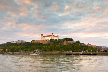 Fototapeta premium View of Bratislava castle over river Danube.