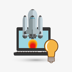 Colorful rocket design over white background