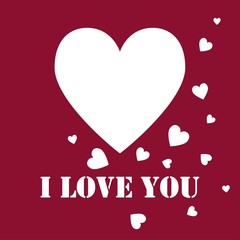 I love you. Vector card, hearts background