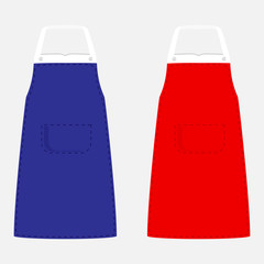 Blue and red apron