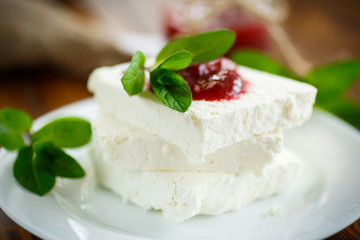 fresh milk cheese with jam