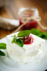 fresh milk cheese with jam