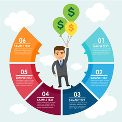 Circle infographic. Concept vector illustration about businessman earning money and have success. 