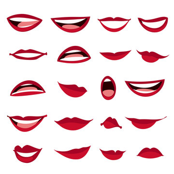 Set female lips isolated on a white background.